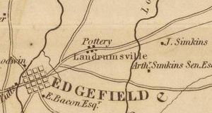 Excerpt of Mills' 1825 map showing Landrumsville, later called Pottersville