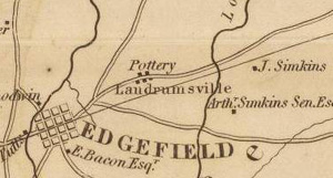 Excerpt of Mills' 1825 map showing Landrumsville, later called Pottersville