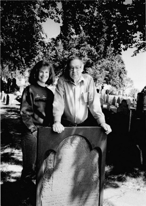 James Deetz with Nancy Brennan at Burial Hill Cemetery