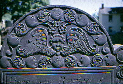 cherub's head gravestone style