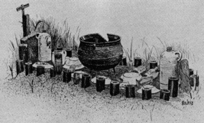 This rendering appeared in an article by E. J. Glave in the <i>Century Magazine</i>, Vol. 41, p. 827 (1891), and was republished in J. M. Vlach, <i>By The Work of Their Hands: Studies in Afro-American Folklife</i>, p. 44, 1991.