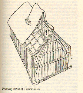 framing detail of a cruck house