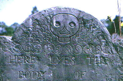Plympton County gravestone depicted as Stone 1 in Figure 3 of study entitled Death's Head, Cherub, Urn and Willow