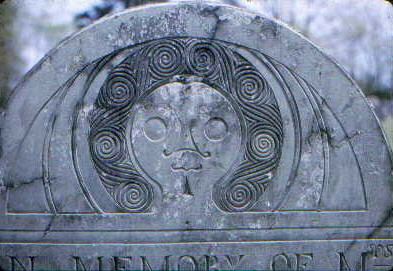 Plympton County gravestone depicted as Stone 17 in Figure 3 of study entitled Death's Head, Cherub, Urn and Willow